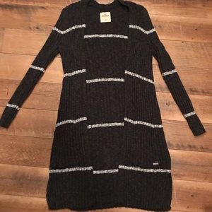 Hollister knit dark grey & white cardigan